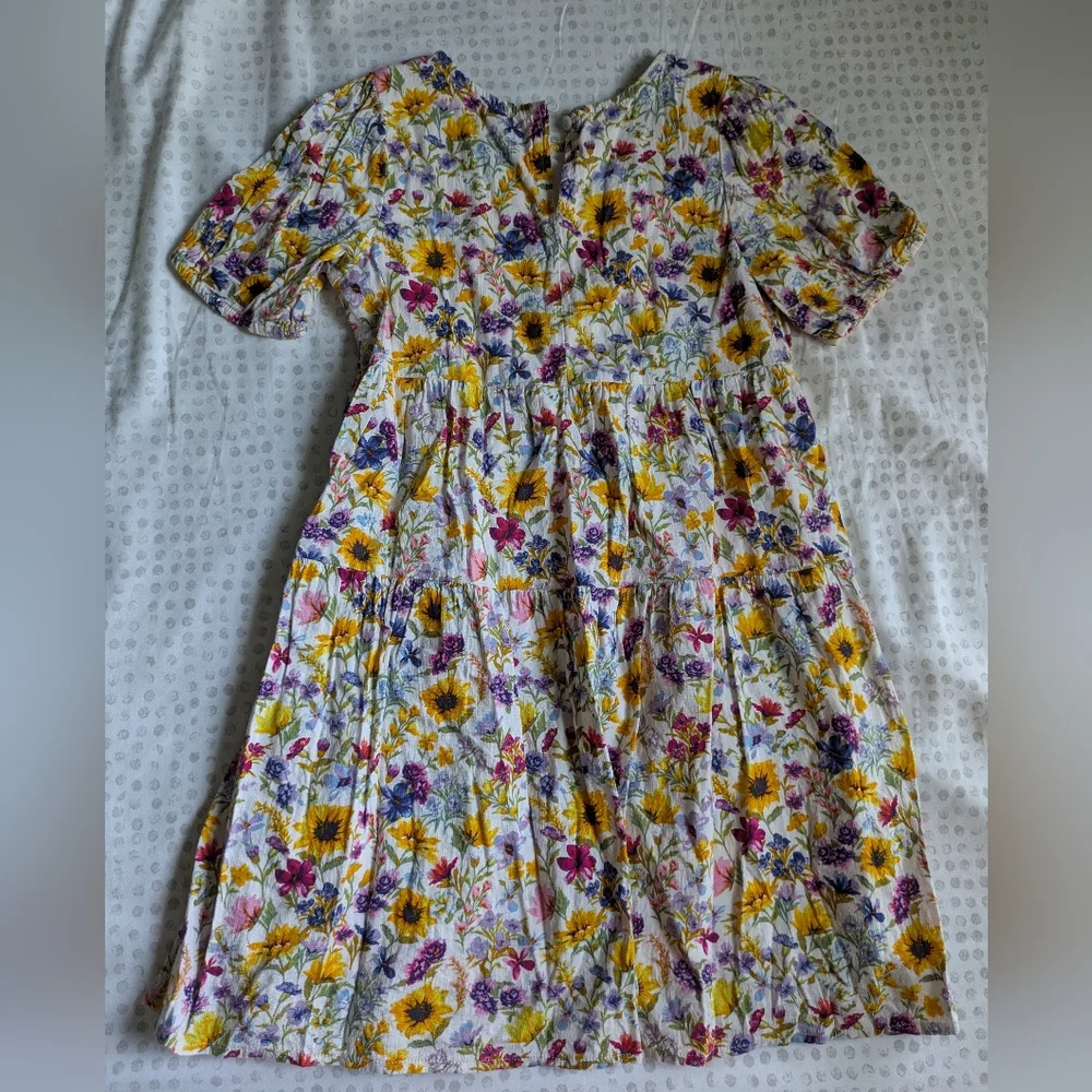 Old Navy Yellow and Blue Tiered Puff Sleeve Sundress - Picture 6 of 6